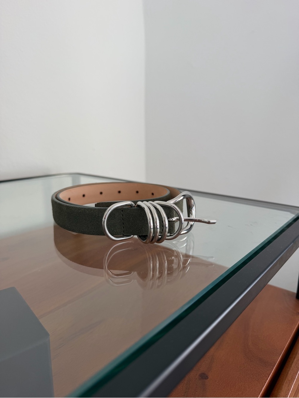 Déhanche Hollyhock Suede Multi-Ring Belt with Silver Hardware